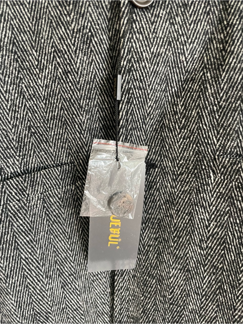 Wool-Blend XS Pea Coat in Charcoal Herringbone - Picture 9 of 9
